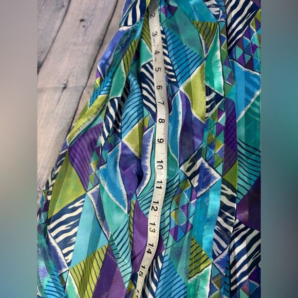 VINTAGE La Chemise USA Blue Purple Retro Kaftan Dress Kimono Colorful Coverup L - Picture 12 of 14